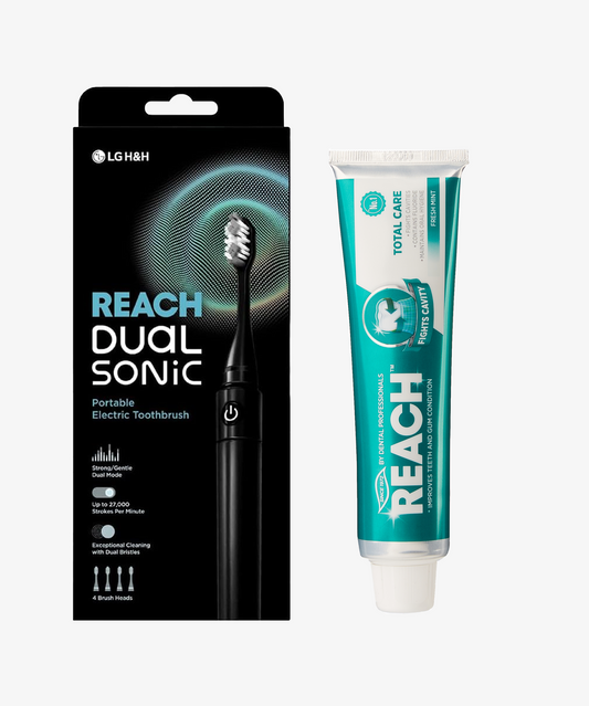 Reach Sonic Clean Bundle – (Dual Sonic Electric Toothbrush Black + Fresh Mint Toothpaste)