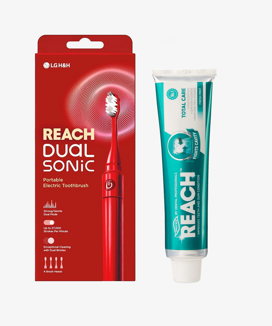 Reach Sonic Clean Bundle – (Dual Sonic Electric Toothbrush Red+ Fresh Mint Toothpaste)